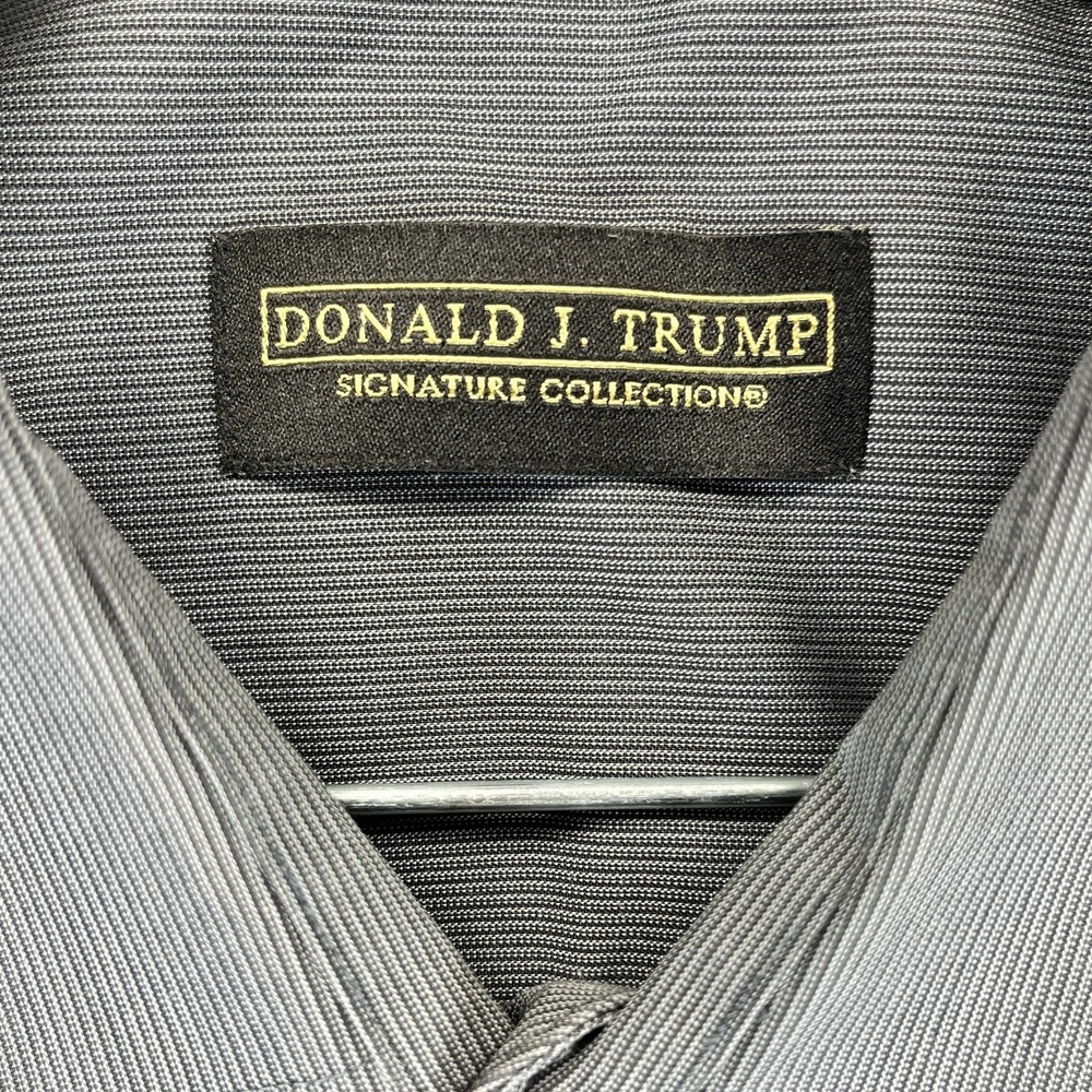 Donald J Trump Men (L) long sleeve button up gray non-iron collector dress shirt